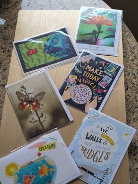 Assorted Greeting Card Lot - Colorful Illustrated Designs Cello Wrapped